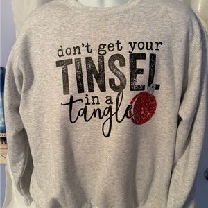 Don't Get Your Tinsel Sweatshirt - Gray with Red Ornament